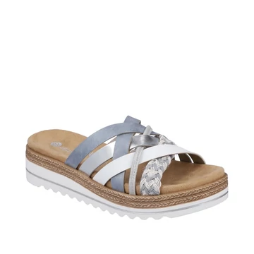 Remonte fehér-kék-ezüst női papucs