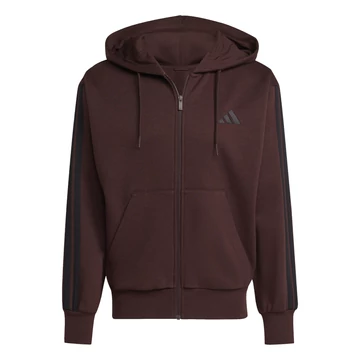 Adidas M 3S FT FZ HD barna kapucnis pulóver nagyméretben