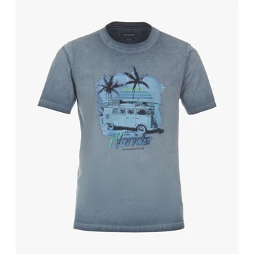 Casa Moda kék kerek nyakú férfi mintás póló nagyméretben