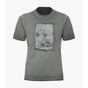 Casa Moda zöld kerek nyakú férfi mintás póló nagyméretben