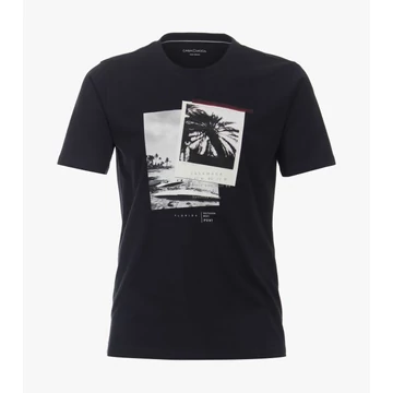 Casa Moda sötétkék kerek nyakú férfi mintás póló nagyméretben