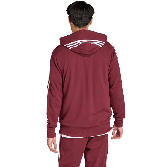 Adidas M 3S FT FZ HD bordó kapucnis pulóver nagyméretben