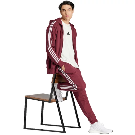 Adidas M 3S FT FZ HD bordó kapucnis pulóver nagyméretben