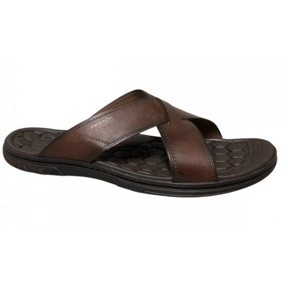 Pegada keresztpántos barna bőr papucs nagyméretben