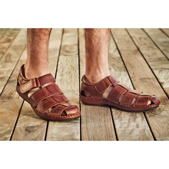 Pikolinos barna bőr férfi szandálcipő nagyméretben