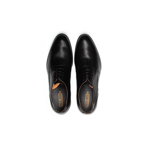 Pikolinos elegáns fekete, bőr férfi cipő nagyméretben