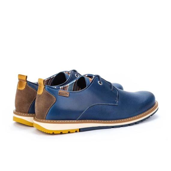 Pikolinos kék, bőr férfi cipő nagyméretben