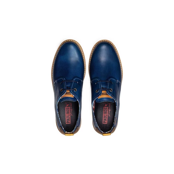 Pikolinos kék, bőr férfi cipő nagyméretben