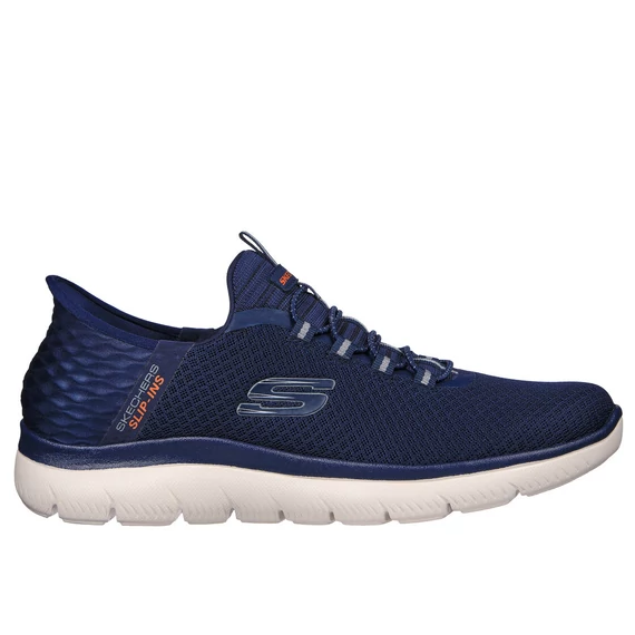 Skechers Slip-ins: Summits-High Range, kéz nélkül felvehető kék cipő nagyméretben