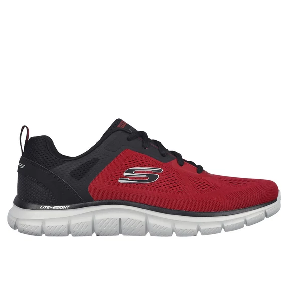 Skechers Track piros-fekete férfiedző cipő nagyméretben