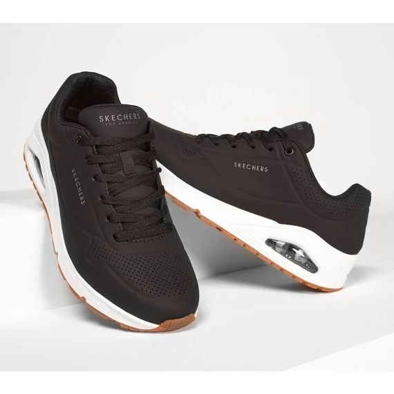 Skechers Uno - Stand On Air fekete - fehér cipő nagyméretben