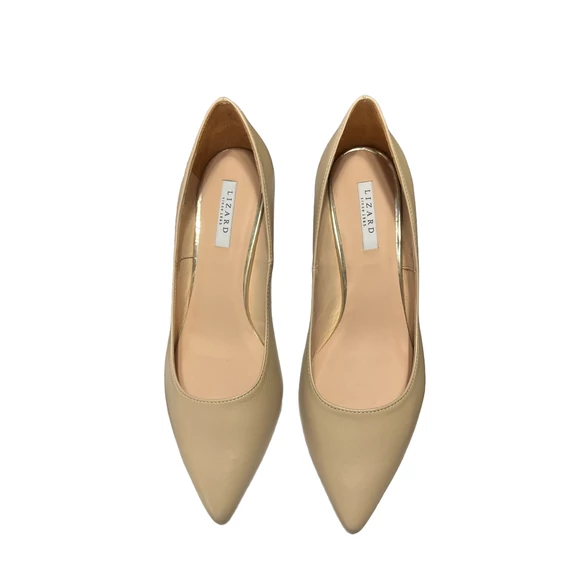 Lizard  elegáns beige bőr női cipő nagyméretben