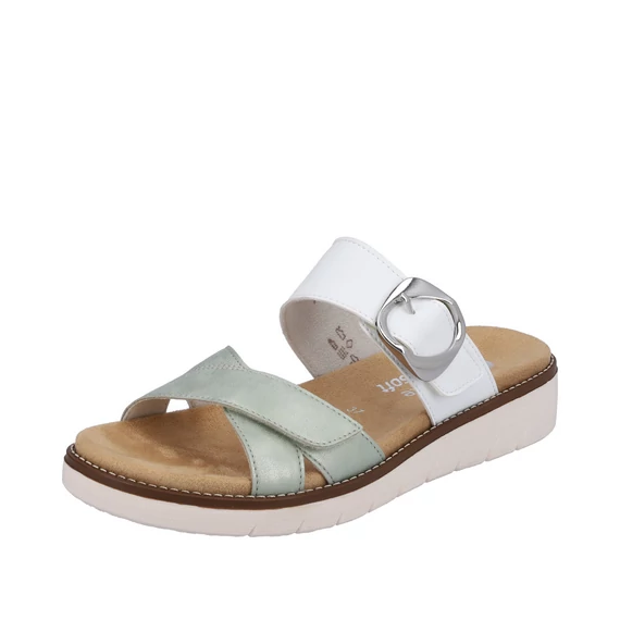 Remonte fehér - zöld női papucs nagyméretben