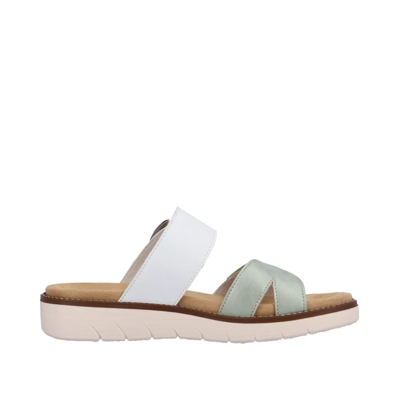 Remonte fehér - zöld női papucs nagyméretben