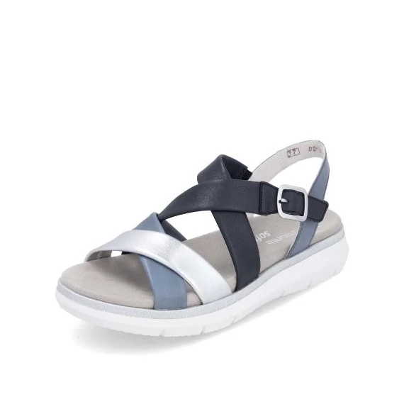 Remonte ezüst-kék női szandál, kivehető talpbetéttel nagyméretben