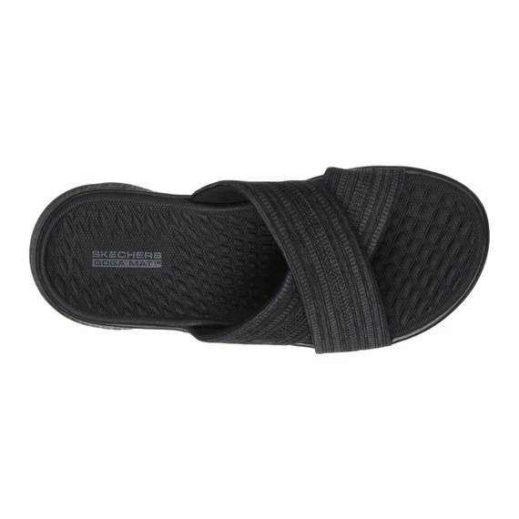 Skechers Go Walk Flex Sandal - Impressed női fekete papucs nagyméretben