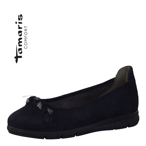 Tamaris Comfort Fit sötétkék bőr női cipő nagyméretben