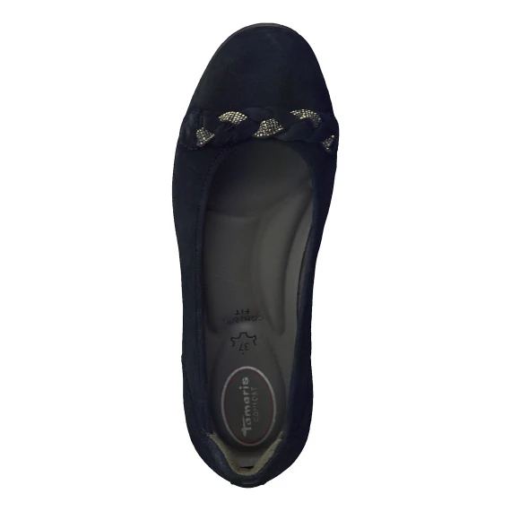 Tamaris Comfort Fit sötétkék bőr női cipő nagyméretben