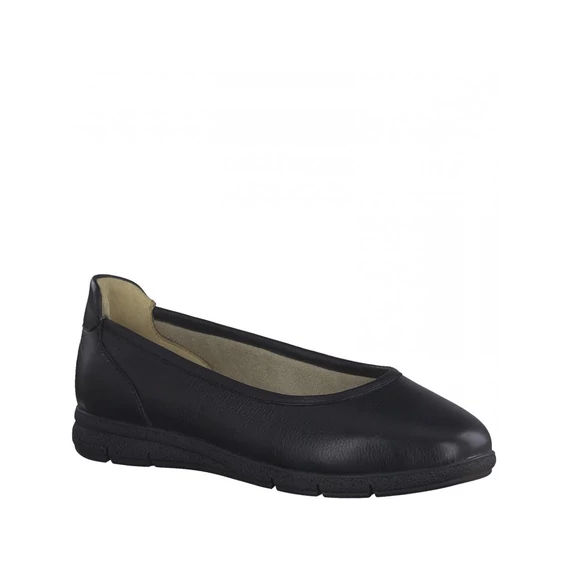 Tamaris Comfort Fit fekete bőr női balerina cipő nagyméretben