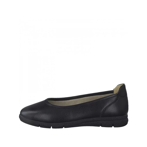 Tamaris Comfort Fit fekete bőr női balerina cipő nagyméretben