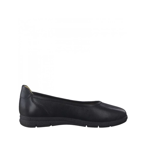 Tamaris Comfort Fit fekete bőr női balerina cipő nagyméretben