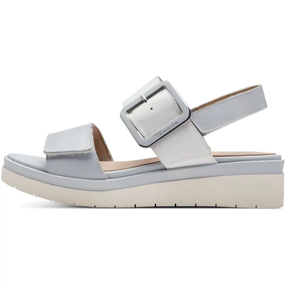 Tamaris Comfort fehér-világoskék női szandál nagyméretben