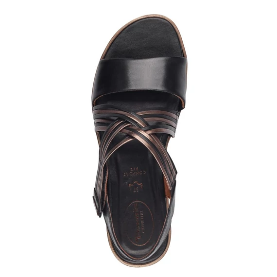 Tamaris Comfort fekete-bronz elegáns női szandál nagyméretben