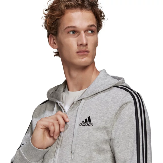 Adidas M 3S FT FZ HD világosszürke kapucnis pulóver