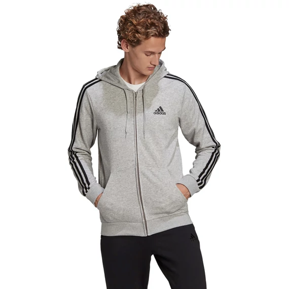 Adidas M 3S FT FZ HD világosszürke kapucnis pulóver