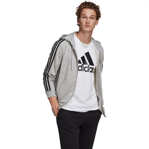 Adidas M 3S FT FZ HD világosszürke kapucnis pulóver