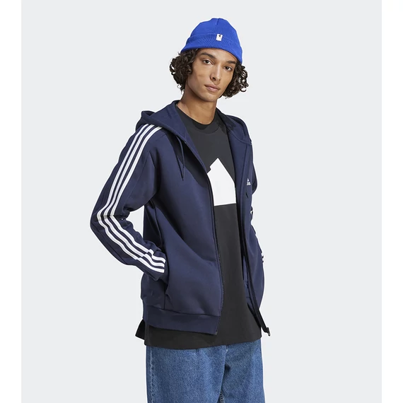 Adidas M 3S FL FZ HD sötétkék kapucnis pulóver