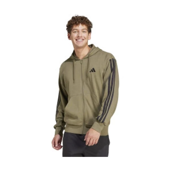 Adidas M 3S FT FZ HD zöld kapucnis pulóver nagyméretben