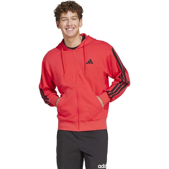 Adidas M 3S FT FZ HD piros kapucnis pulóver nagyméretben