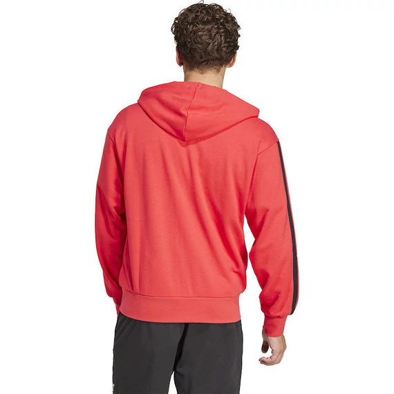 Adidas M 3S FT FZ HD piros kapucnis pulóver nagyméretben