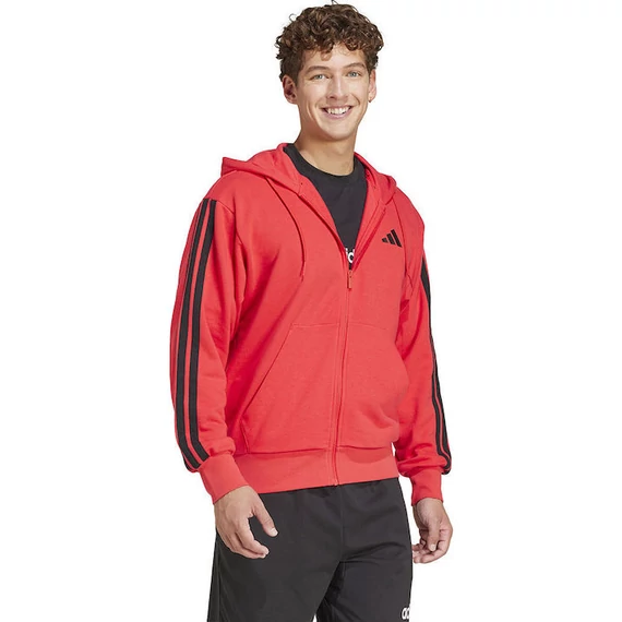 Adidas M 3S FT FZ HD piros kapucnis pulóver nagyméretben