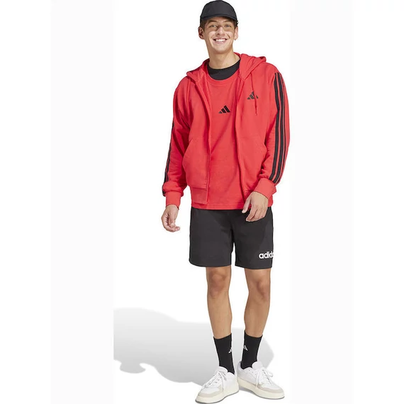 Adidas M 3S FT FZ HD piros kapucnis pulóver nagyméretben