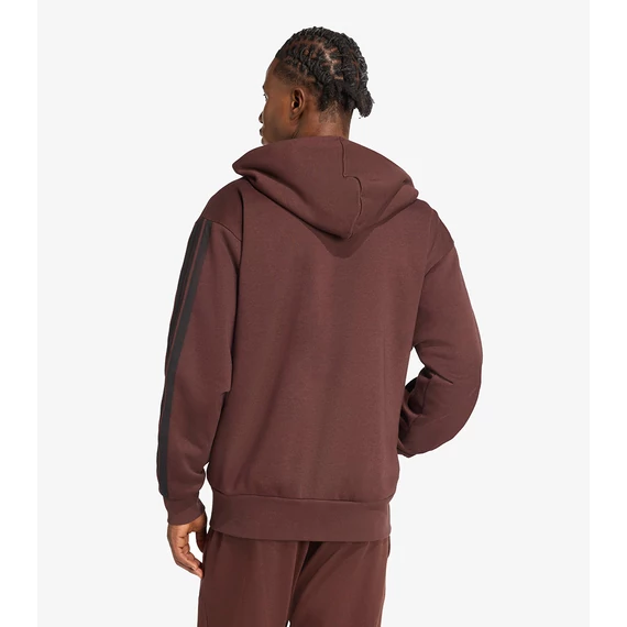 Adidas M 3S FT FZ HD barna kapucnis pulóver nagyméretben