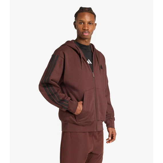 Adidas M 3S FT FZ HD barna kapucnis pulóver nagyméretben