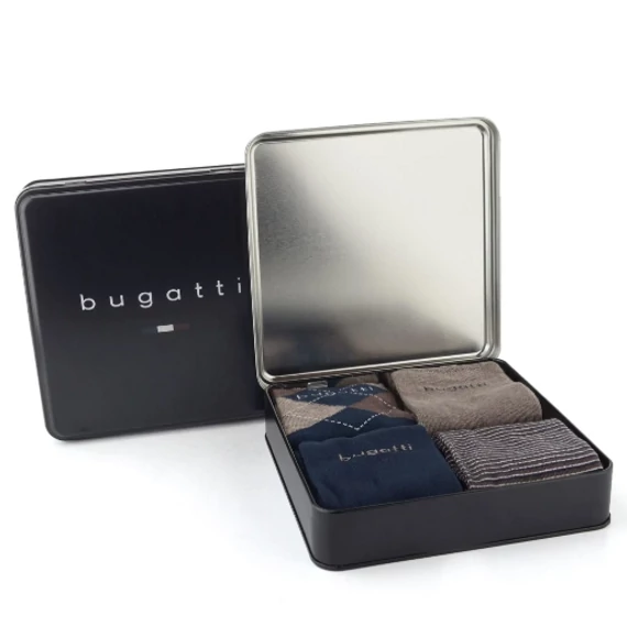 Bugatti barna-sötétkék férfi zokni 4pár, nagyméretben 