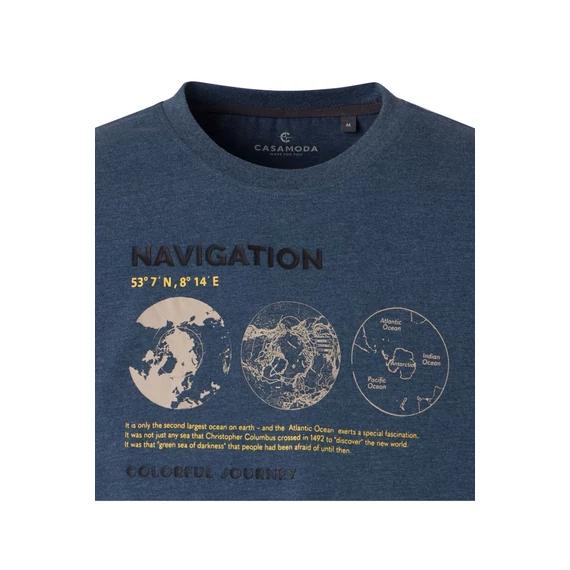 Casa Moda kék, férfi mintás póló nagyméretben