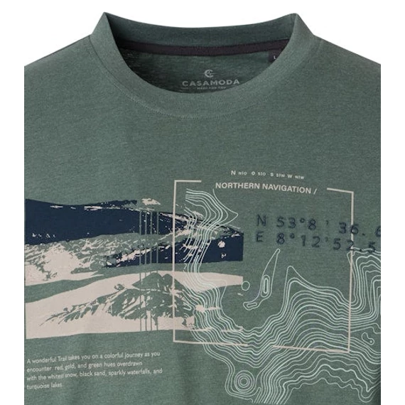 Casa Moda zöld, férfi mintás póló nagyméretben