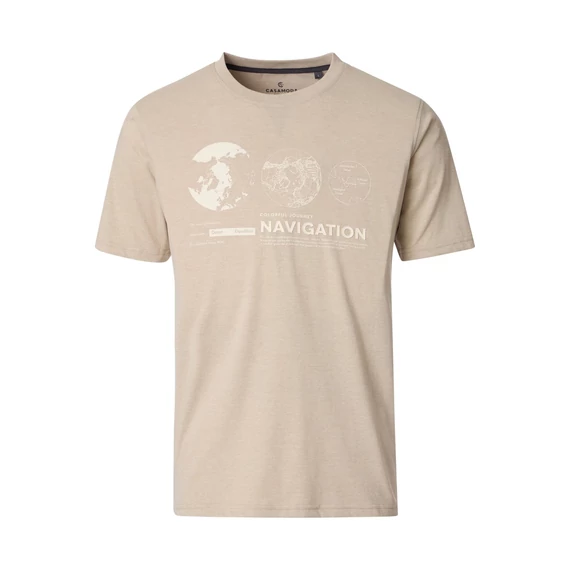 Casa Moda bézs, férfi mintás póló nagyméretben