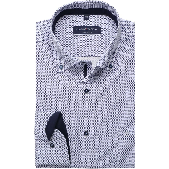 Casa Moda kék mintás hosszú ujjú férfi ing nagyméretben
