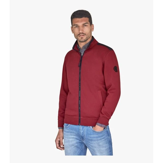 Casa Moda piros végig cipzáras férfi pulóver nagyméretben