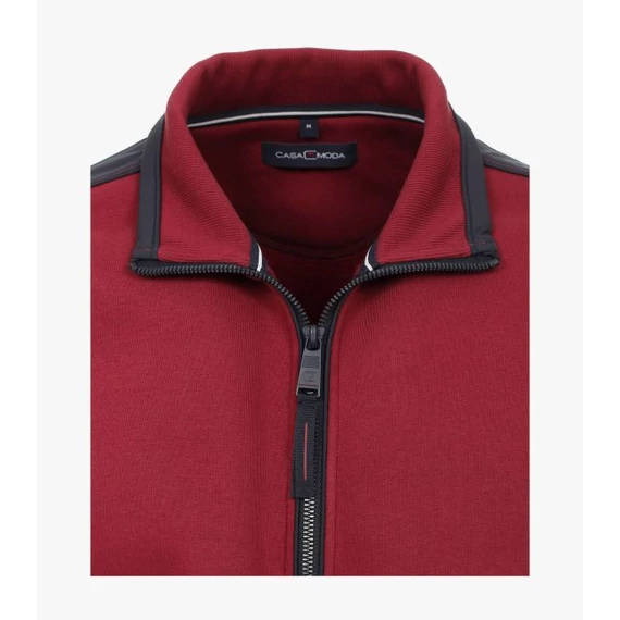 Casa Moda piros végig cipzáras férfi pulóver nagyméretben