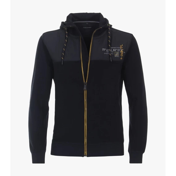 Casa Moda kék kapucnis végig cipzáras férfi pulóver Nagyméretben