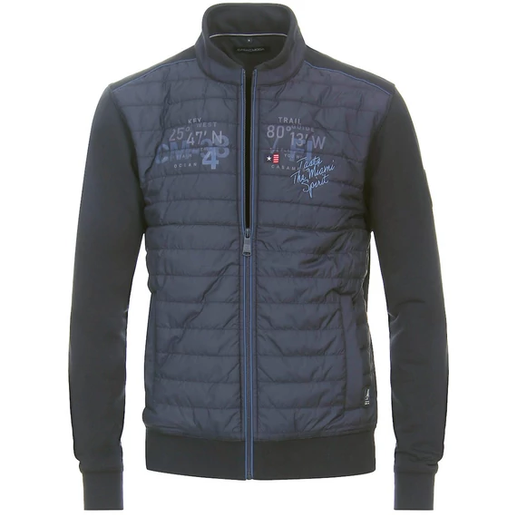 Casa Moda végig zippes sötétkék férfi pulóver nagyméretben