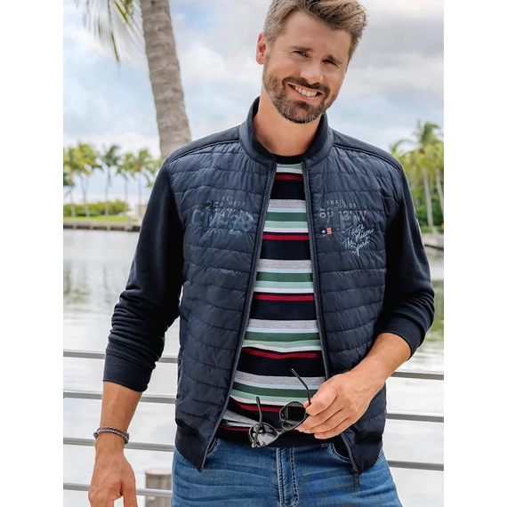 Casa Moda végig zippes sötétkék férfi pulóver nagyméretben