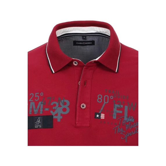 Casa Moda bordó galléros férfi póló nagyméretben