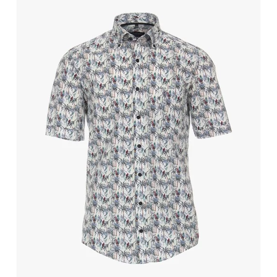 Casa Moda pálmafa és szörf mintás rövid ujjú férfi ing nagyméretben